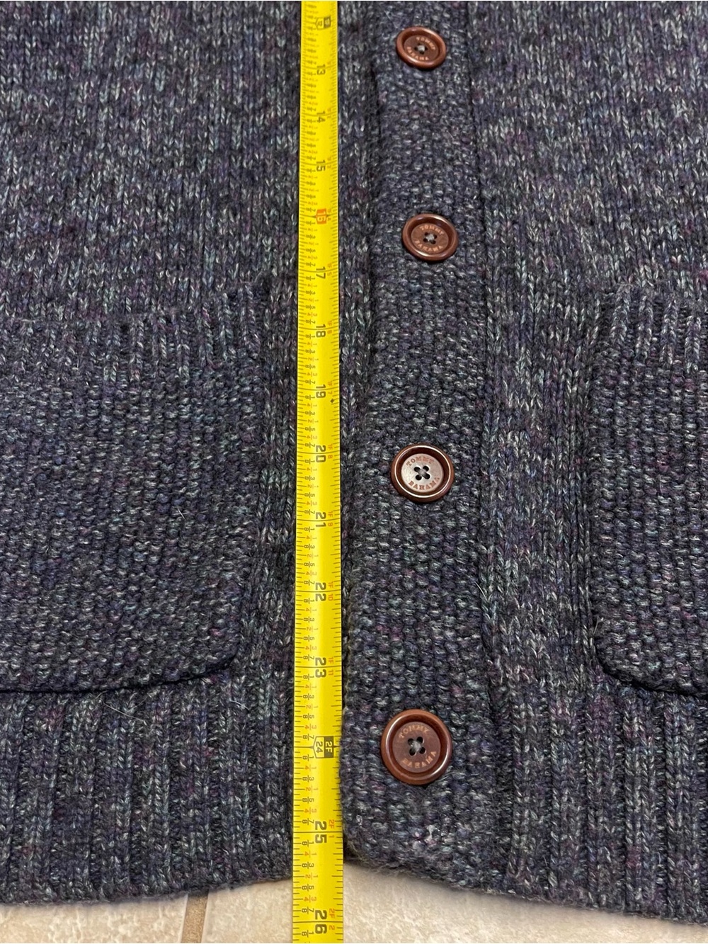 Tommy Bahamas Lambswool Button Down Sweater Mens Size M Blue Cable Knit Academia - Picture 8 of 8